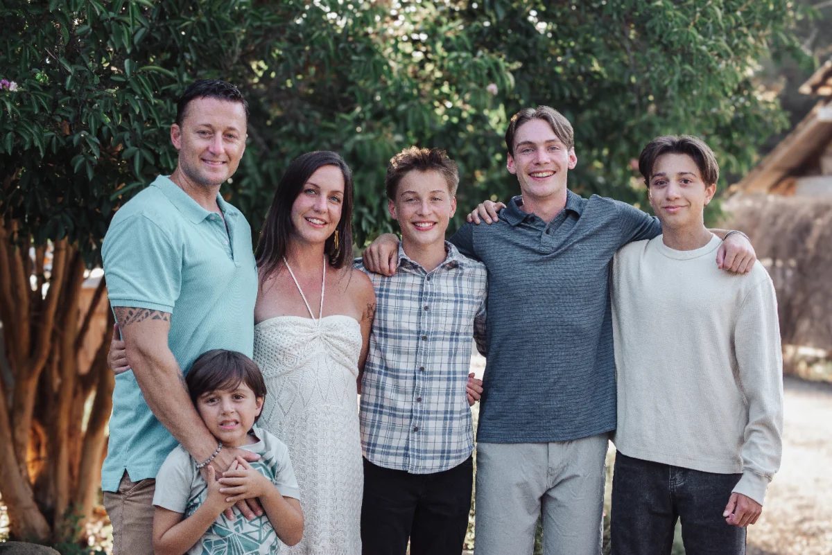 Rachel with her husband and four boys